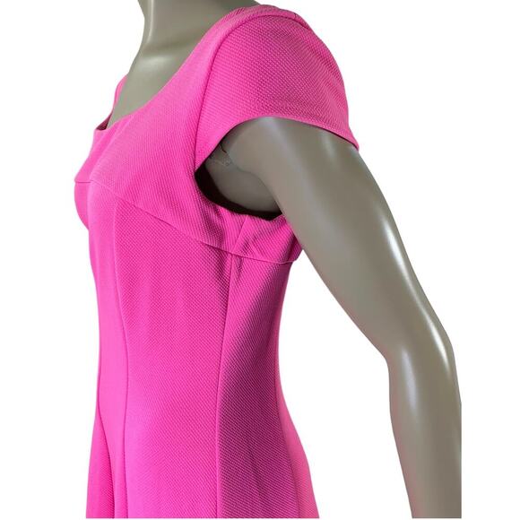 Karin Stevens Cap Sleeves Fit Flare Skater Dress Jersey Stretchy Size 14 Pink - Picture 7 of 16